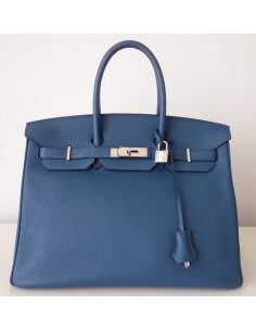 Sac Hermes Birkin 35 bleu Thalassa