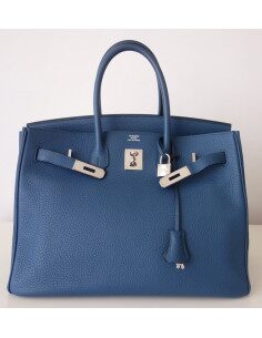Sac Hermes Birkin 35 bleu Thalassa 2
