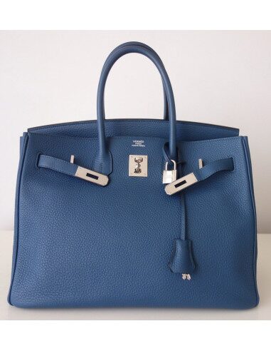 Sac Hermes Birkin 35 bleu Thalassa