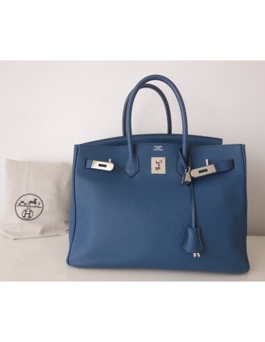 Sac Hermes Birkin 35 bleu Thalassa