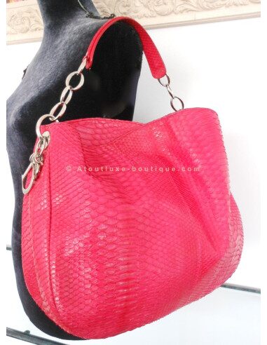 SAC SOFT LADY DIOR PYTHON FUSHIA