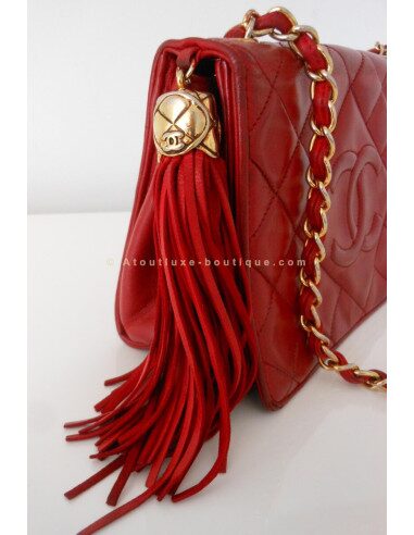 SAC CHANEL POMPON VINTAGE ROUGE