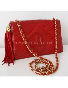 SAC CHANEL POMPON VINTAGE ROUGE