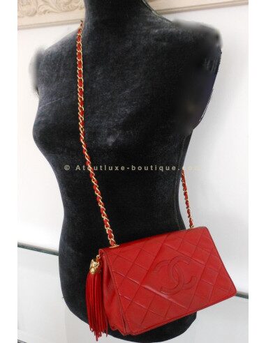 SAC CHANEL POMPON VINTAGE ROUGE