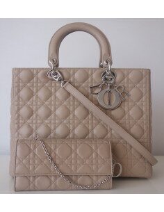 Sac Lady Dior Gm beige + pochette