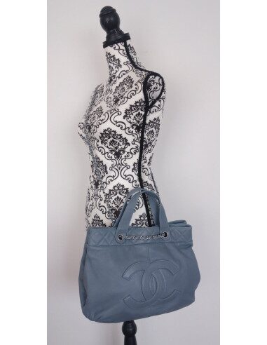 Sac Chanel shopping bleu jean