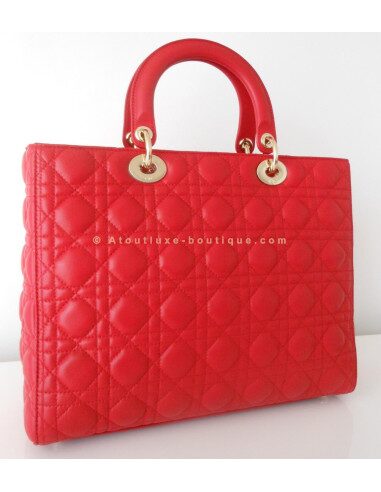 SAC LADY DIOR ROUGE GRAND MODELE