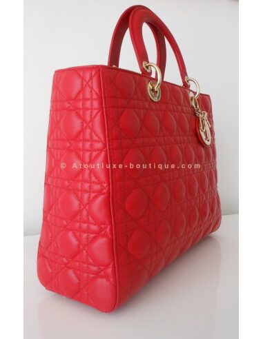 SAC LADY DIOR ROUGE GRAND MODELE