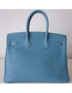 Sac Hermes Birkin 35 bleu jean 2