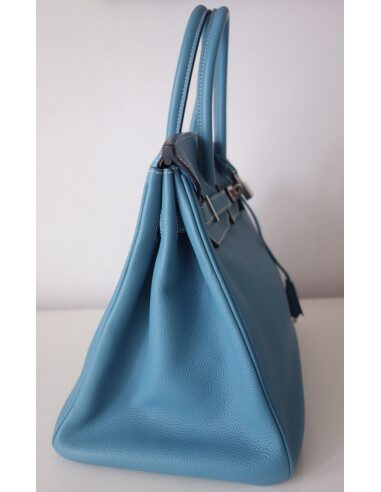 Sac Hermes Birkin 35 bleu jean