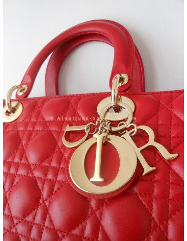 SAC LADY DIOR ROUGE GRAND MODELE