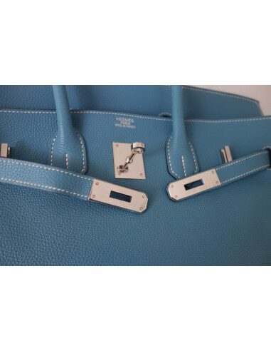 Sac Hermes Birkin 35 bleu jean