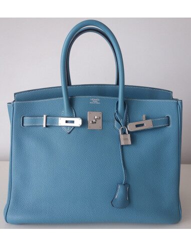 Sac Hermes Birkin 35 bleu jean