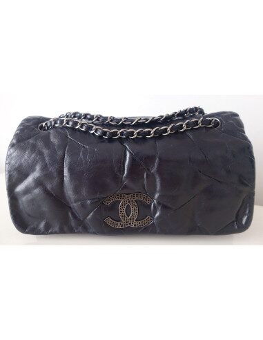 Sac Chanel à rabat bleu