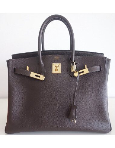 Sac Hermes Birkin 35 Epsom marron