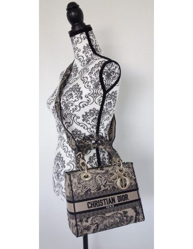 Sac Lady Dior D'Lite toile de Jouy