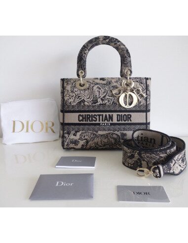 Sac Lady Dior D'Lite toile de Jouy