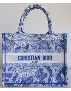 Sac Dior Book tote bleu fluo
