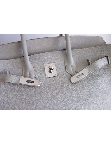 Sac Hermes Birkin 35 gris perle