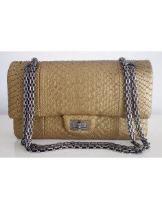 Sac Chanel 2.55 python doré 2