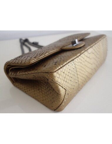 Sac Chanel 2.55 python doré