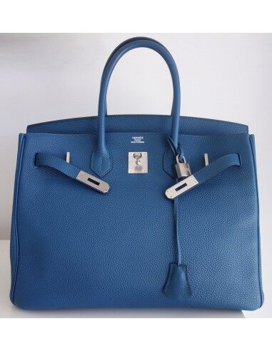 Sac Hermes Birkin 35 bleu de Galice