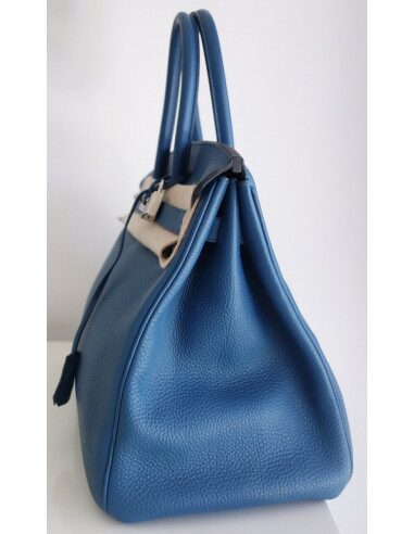 Sac Hermes Birkin 35 bleu de Galice