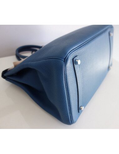 Sac Hermes Birkin 35 bleu de Galice