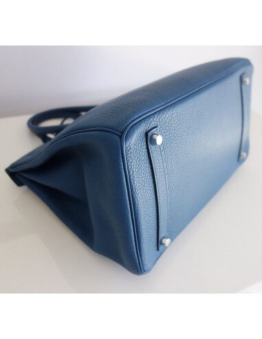 Sac Hermes Birkin 35 bleu de Galice