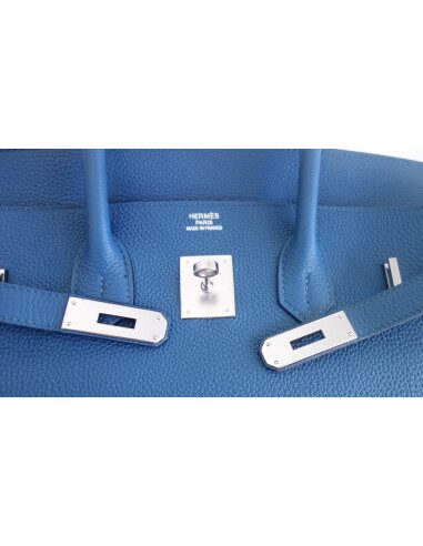 Sac Hermes Birkin 35 bleu de Galice
