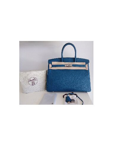 Sac Hermes Birkin 35 bleu de Galice