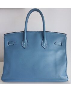 Sac Hermes Birkin 35 Swift bleu 2