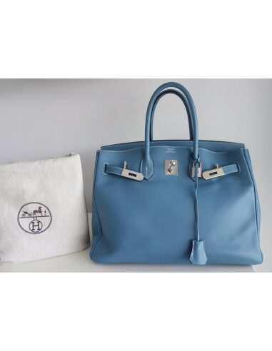 Sac Hermes Birkin 35 Swift bleu