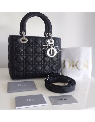 Sac Lady Dior médium veau noir
