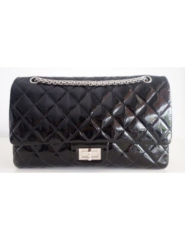 Sac Chanel 2.55 cuir verni noir