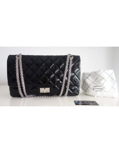 Sac Chanel 2.55 cuir verni noir