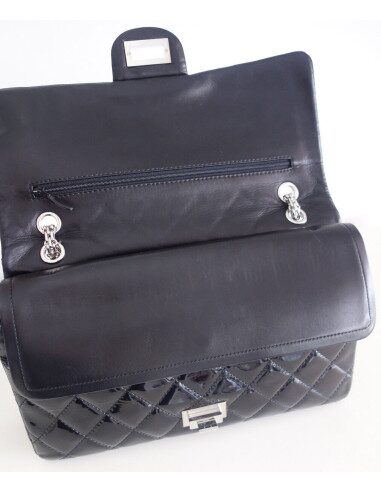 Sac Chanel 2.55 cuir verni noir