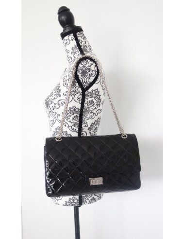Sac Chanel 2.55 cuir verni noir