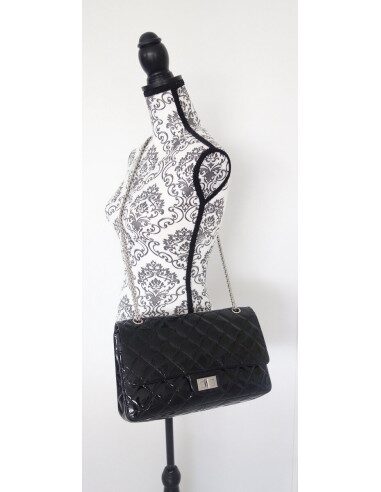 Sac Chanel 2.55 cuir verni noir