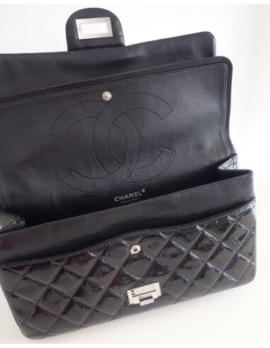 Sac Chanel 2.55 cuir verni noir