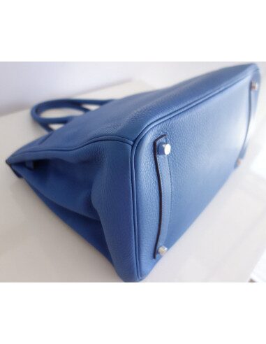 Sac Hermes Birkin 35 bleu Mykonos