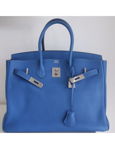 Sac Hermes Birkin 35 bleu Mykonos