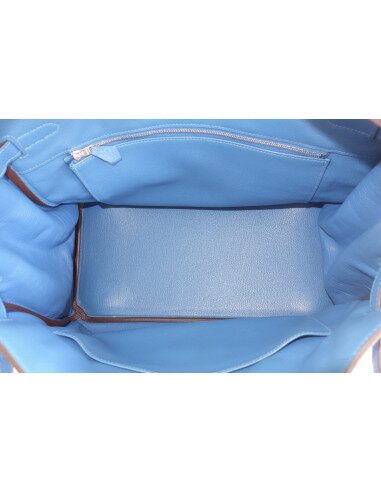 Sac Hermes Birkin 35 bleu Mykonos