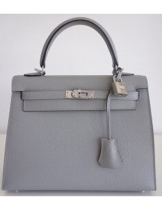 Sac Hermes Kelly 25 gris mouette