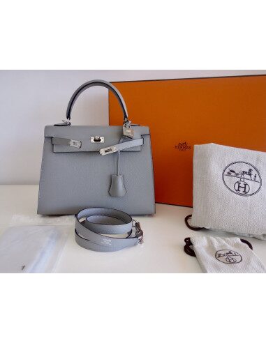 Sac Hermes Kelly 25 gris mouette