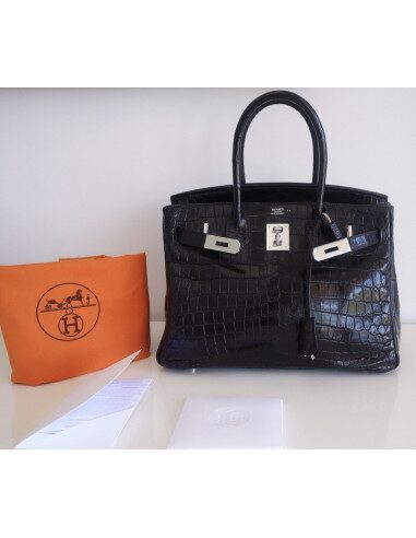 Sac Hermes Birkin 30 crocodile noir