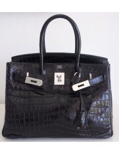 Sac Hermes Birkin 30 crocodile noir 2