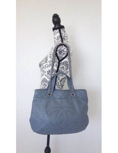 Sac Chanel shopping bleu jean