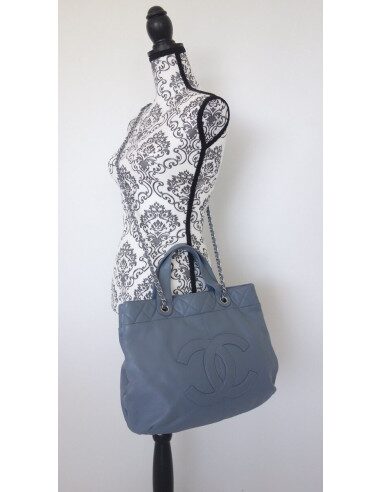 Sac Chanel shopping bleu jean