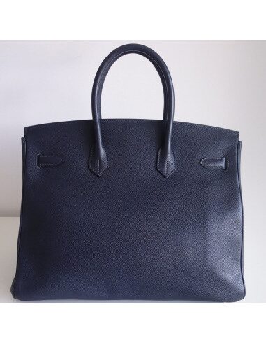 Sac Hermes Birkin 35 bleu marine